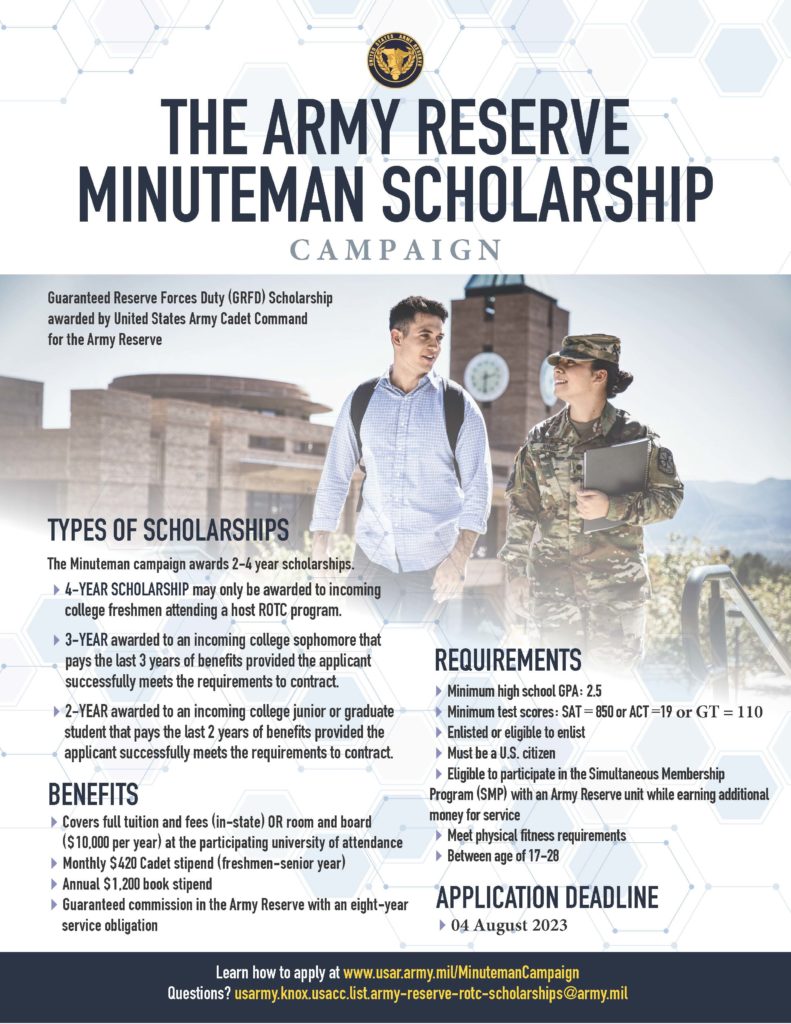 Army ROTC | Army Reserve Minuteman Scholarship - Army ROTC